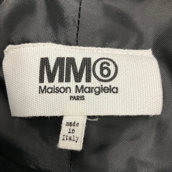 MAISON MARGIELA MM6 BLACK / WHITE OVERSIZED CHEVRON TWEED COAT - Picture 4 of 5